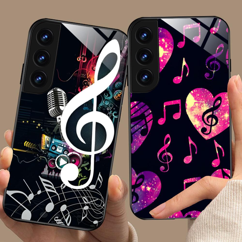 Musical Note Staff Mobile Phone Case for Samsung Galaxy S26 S25 S24 S23 S22 S21 S20 Note20 Plus FE Ultra Glass Colorful Cover
