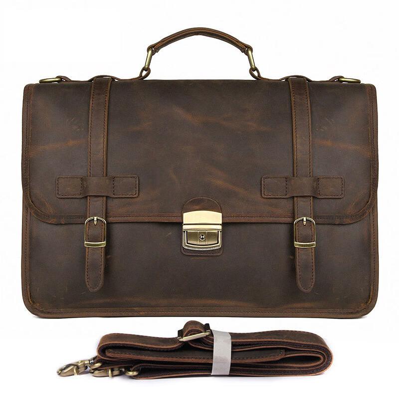 

Li Shen Men s Crazy Horse Leather Business Briefcase 1