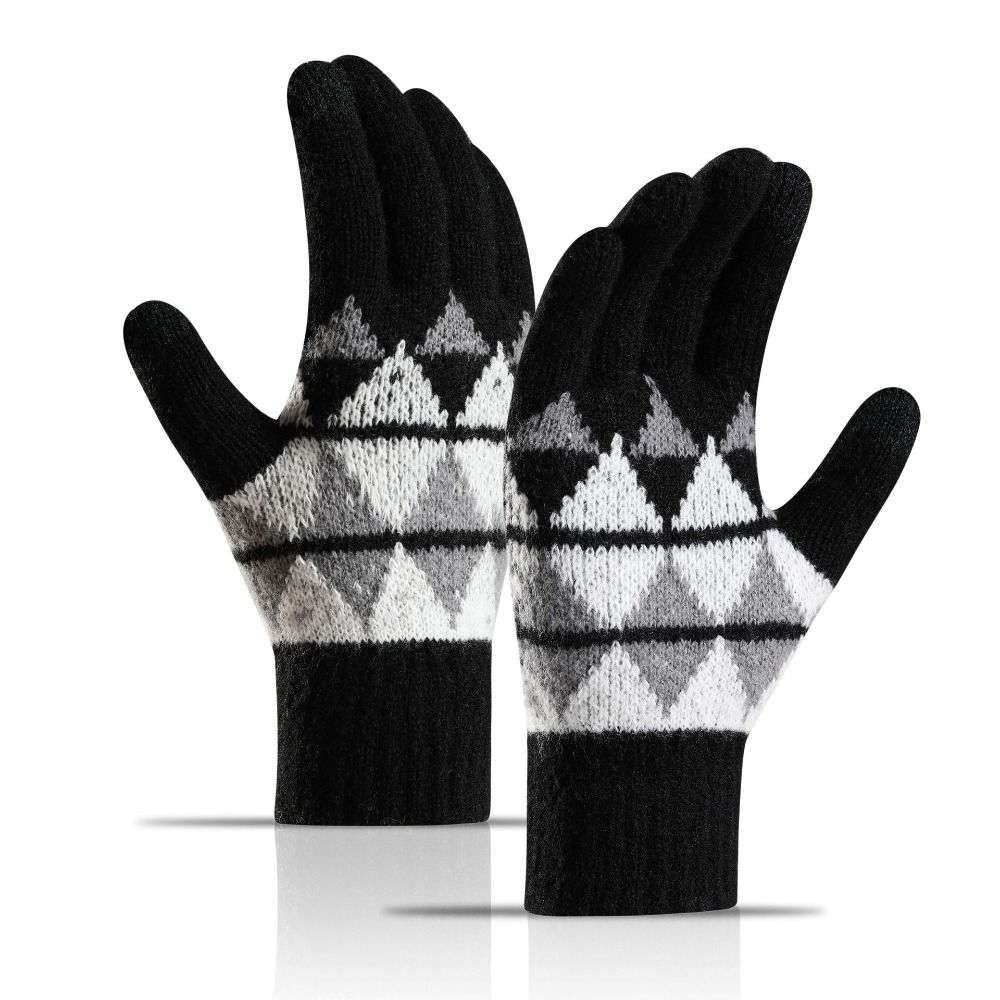 Thickened Winter Gloves Touchscreen Finger Separated Warm Gloves Cute Knitted Gloves  Autumn Winter