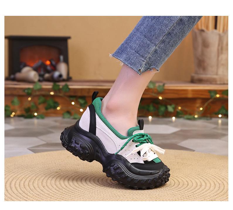 

Thick-soled dad shoes women s 2025 new spring heightening casual sports shoes show small feet, low-top thick-soled versatile 34 зелёный