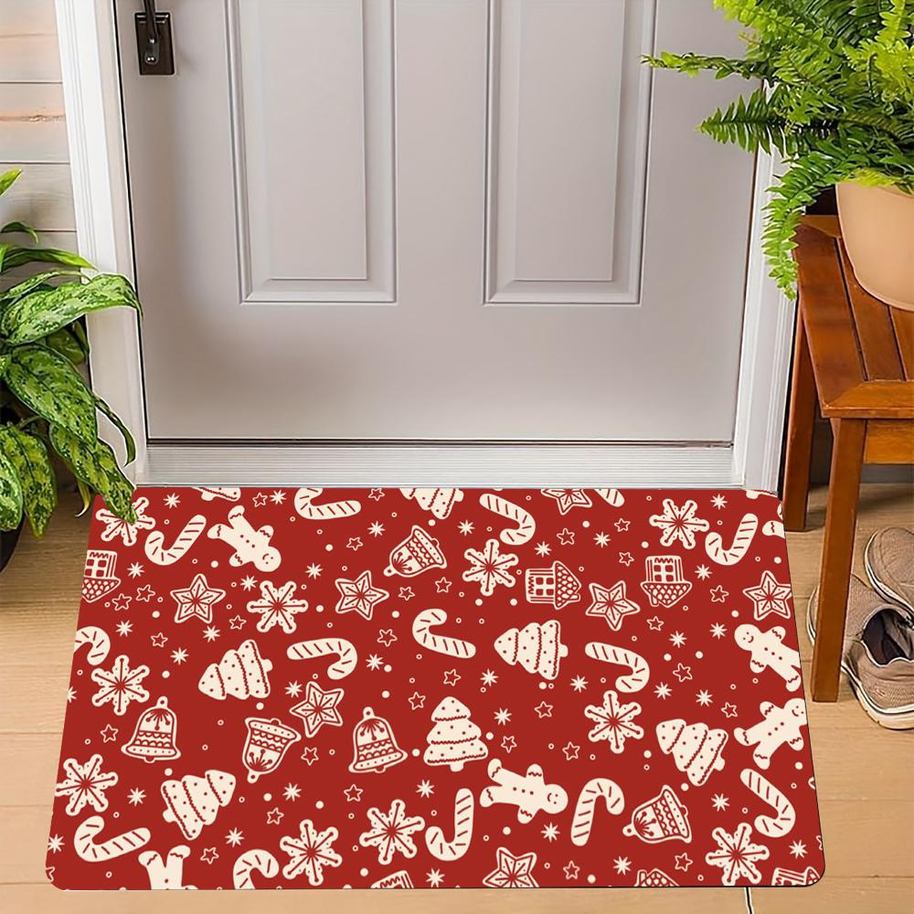 Christmas Gingerbread Man Carpet Santa Claus Reindeer Mat Snowman Home Decoration Merry Xmas Door Rug Non-Slip Floor Mat