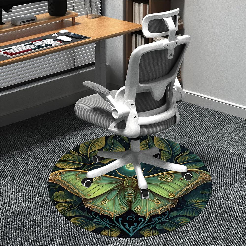 1pc Butterfly Moonlit Office Round Area Rug, Under Office Chairs Bedroom Living Room Home Decor, Room Deco