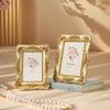 Antique Resin Wall Art Tabletop Golden Photo Frame Intricate Florals Embossed Picture Frame with Glass Front Home Decors