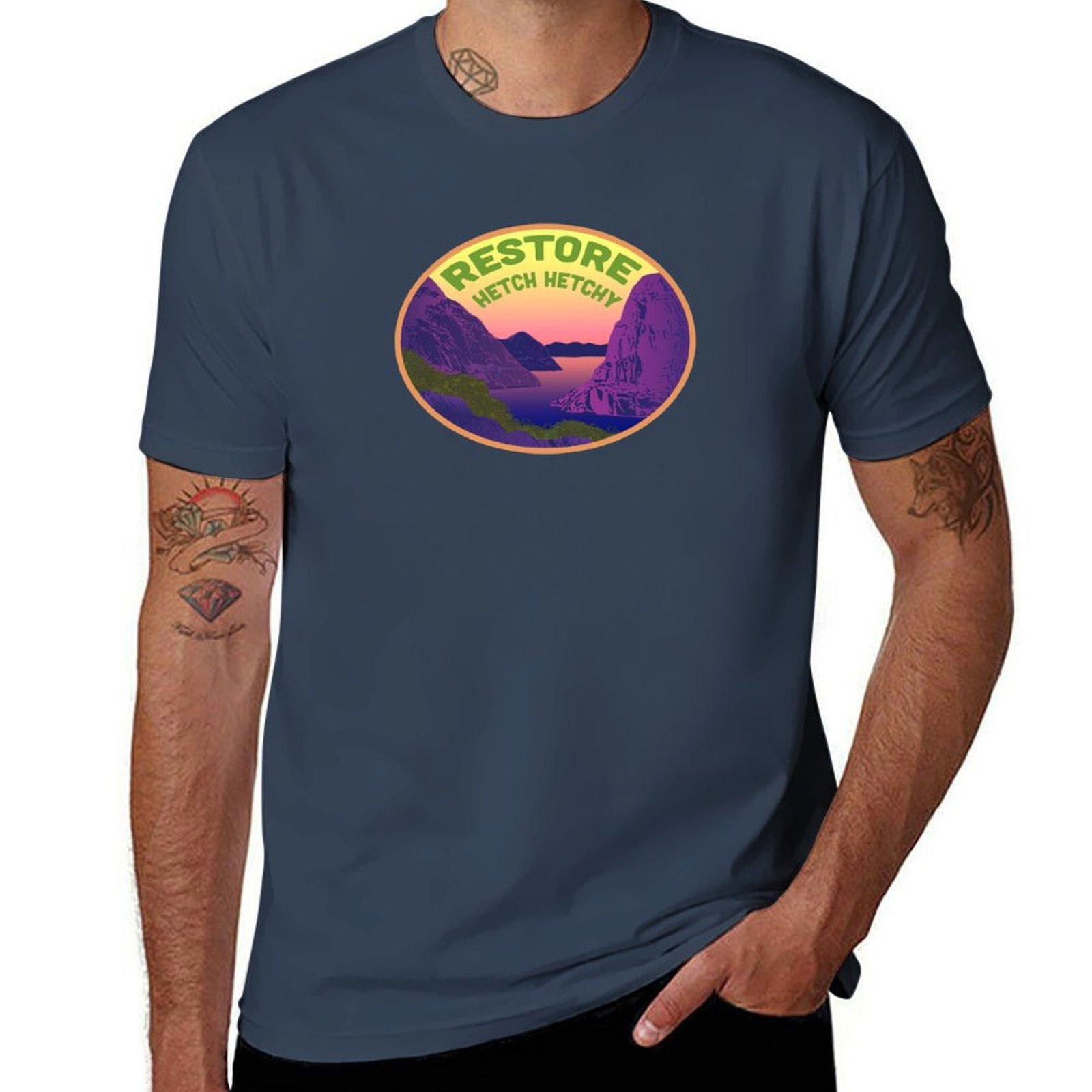 

Restore Hetch Hetchy WPA Style Logo Tshirt animal prinfor boys boys whites cute clothes men graphic t shirts S