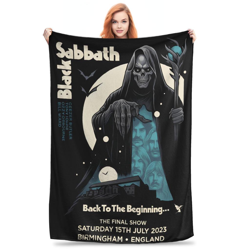 Black Sabbath Ozzy Osbourne Blanket Back To The Beginning Tour  Decorative Flannel Throw Blanket For Home Decor Warm Bedspread