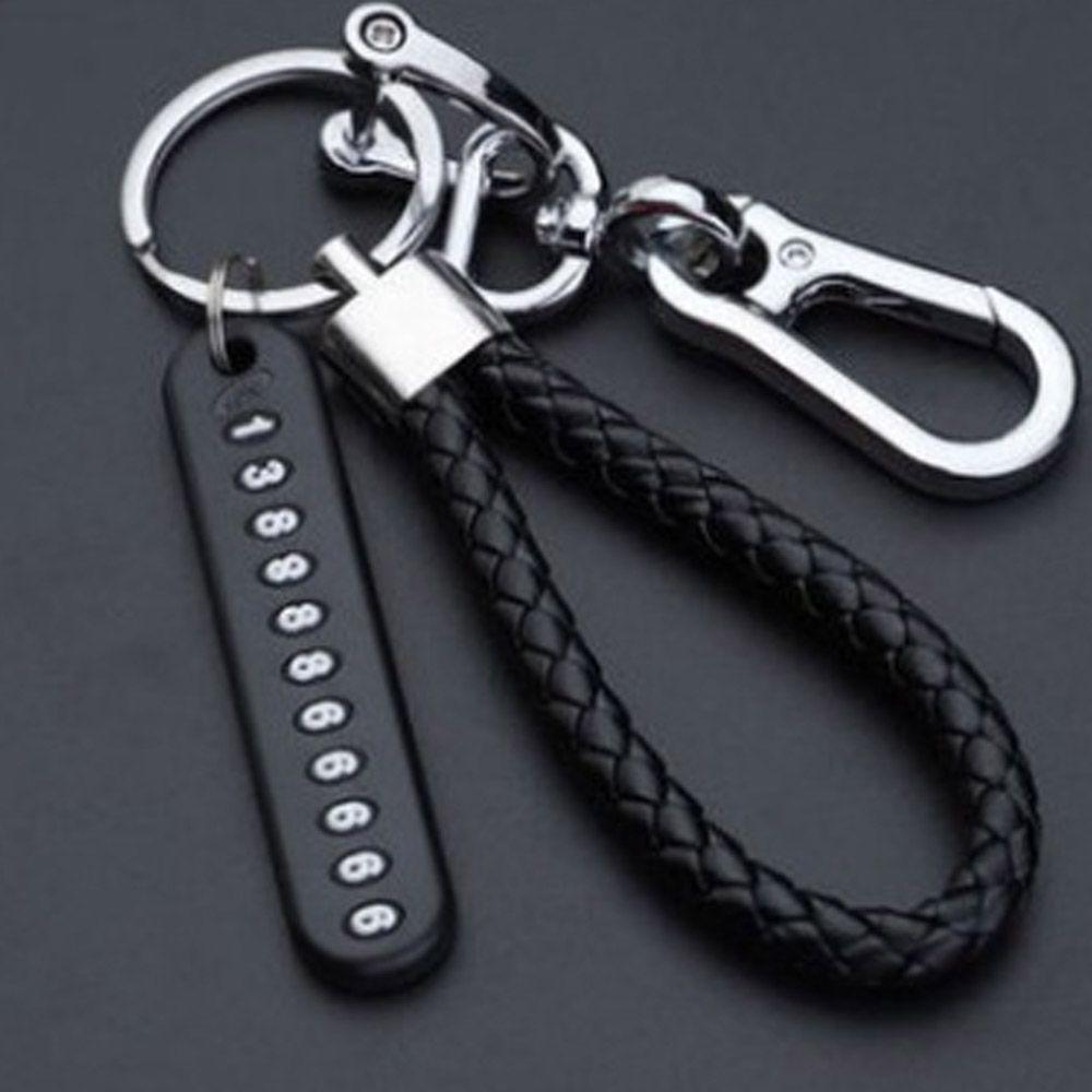 Jewelry Weave DIY Bag Pendant Key Chain Phone Number Plate Keyring Leather Anti-lost Car Keychain