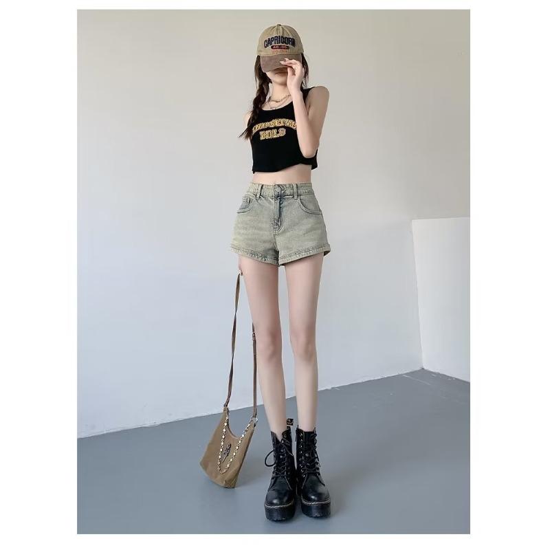 Spice Girls Retro American Denim Shorts Women's Summer High Waisted Women's Wide Leg Shorts