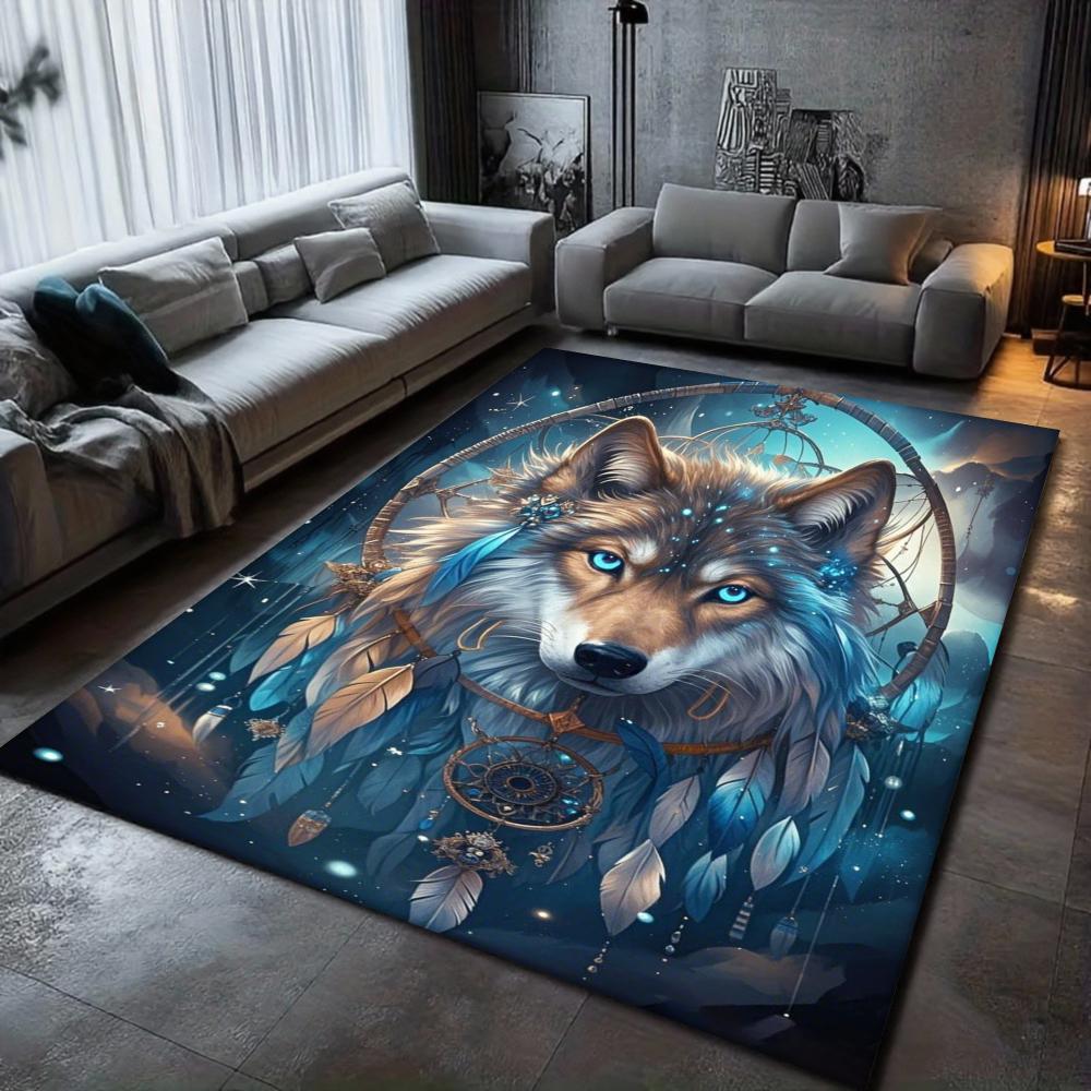 Dream Talk Wolf Printed Carpet Wolf Pack Wolf King Printed Large Area Carpet Living Room Bedroom Decoration Rug