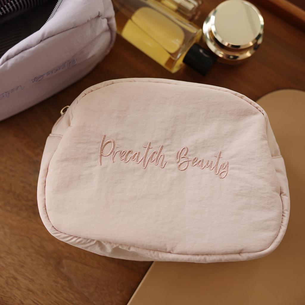 Precatch Makeup Pouch, Large Capacity Storage Pouch for Travel, Multifunctional Cosmetic Pouch, Toiletry Bag, Embroidered Bag, Bag-in-Bag, Women's