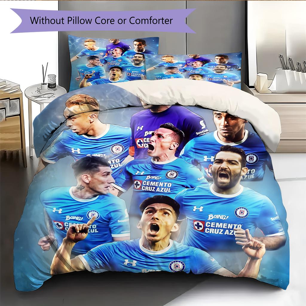 Cruz Azul Pattern Bedding Home Decoration Birthday Gift (1 * duvet cover + 2 * pillowcase, without core)