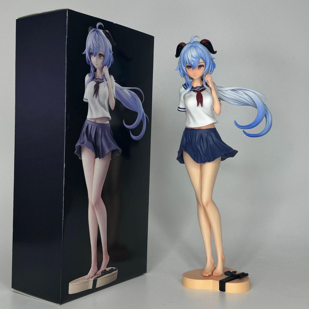 Anime Figure Ganyu Figures School Uniform Ganyu Kawaii Girl Figurine Pvc Statue Model Doll Room Ornament Collection Toy