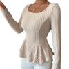 Neues Herbst- und Winter-Damen-Strick-Langarm-Oberteil mit Hohl-Träger-Design, Langarm-Basics