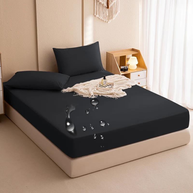 2025 Solid Color Waterproof Bed Sheet,Single Bed/Double Bed Fitted Sheet,Dustproof and Anti-Slip Mattress Protector