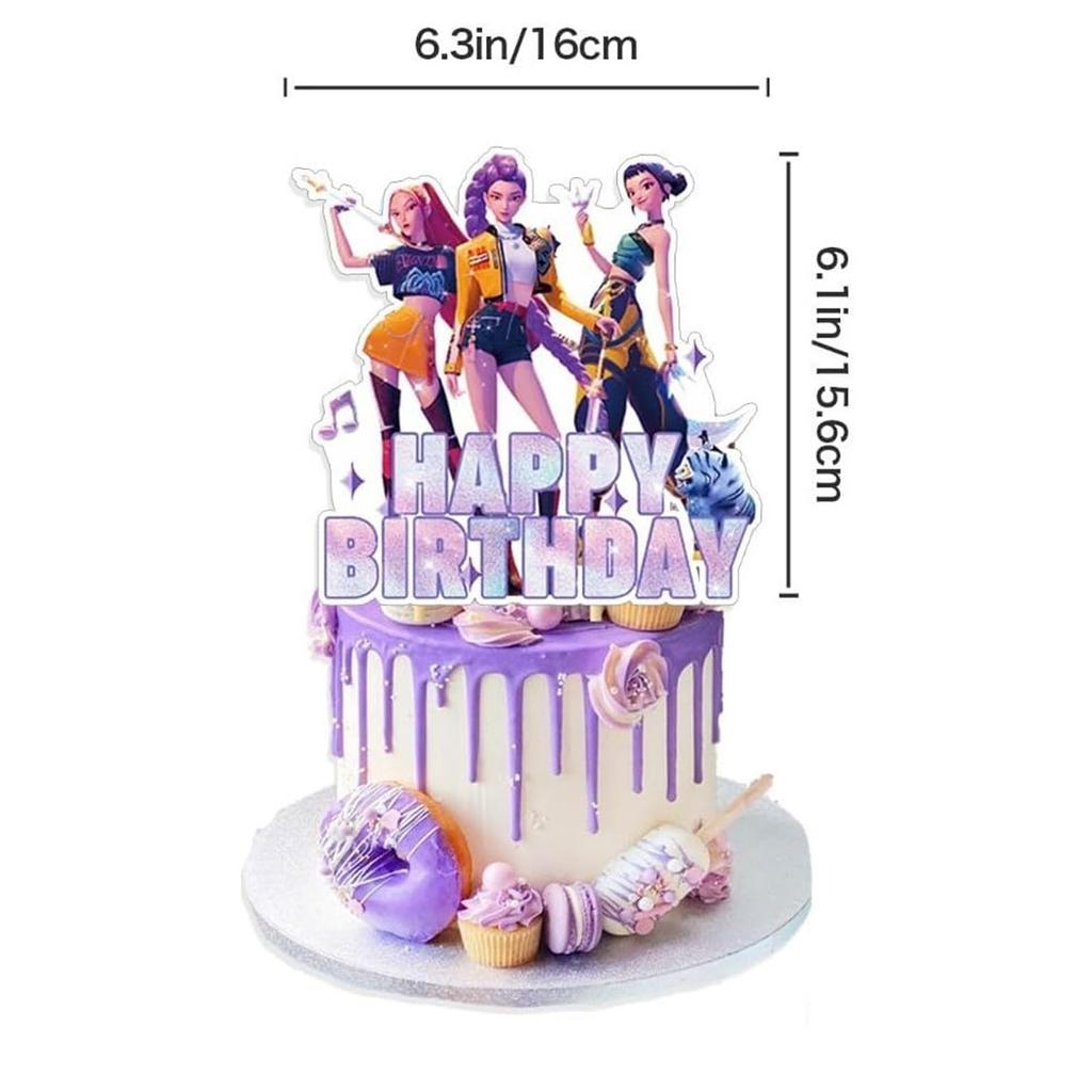 K-pop Demon Hunters Party Favors Cupcake Toppers Anime Demon Hunting Card Group Postcard Stickers Banner Balloon Christmas