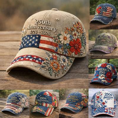 Men's And Women's American Anniversary Commemorative Digital Print Baseball Cap For Adults With Retro Elements