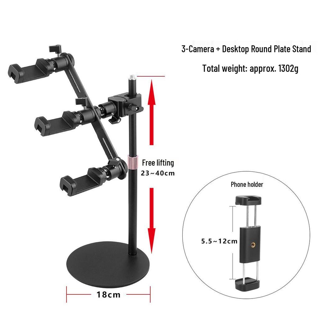 Adjustable Desktop Gimbal Boom Arm Stand for Dual Phone Live Streaming