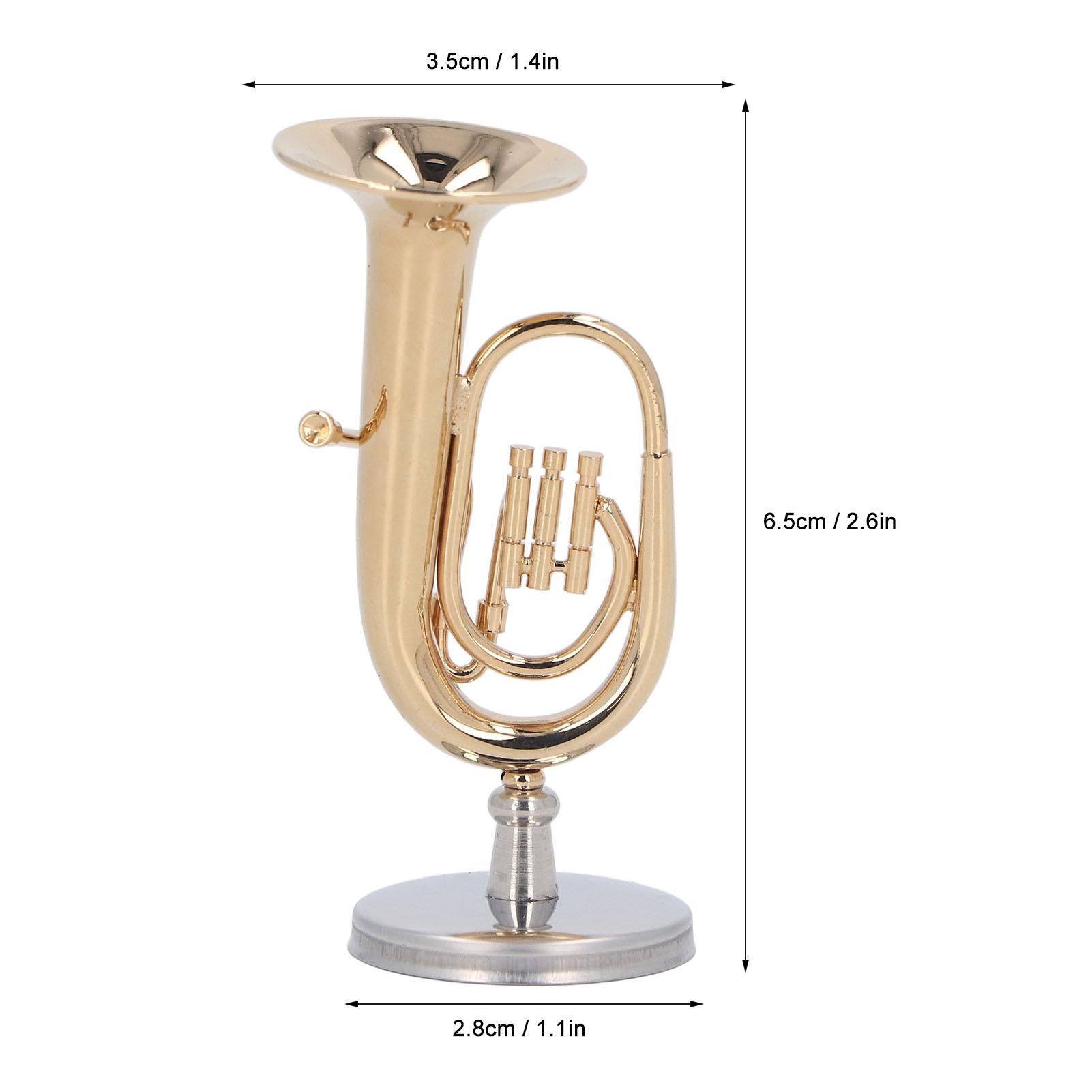 

Miniature Tuba Model Brass Gold Plated Musical Instrument Ornament with Storage Box For Desktop Decoration Gifts