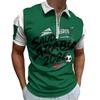 Men’s Casual Loose Fit Polo Shirt with Letter Print Zip Collar Short Sleeve Comfortable Breathable Top for Everyday Wear