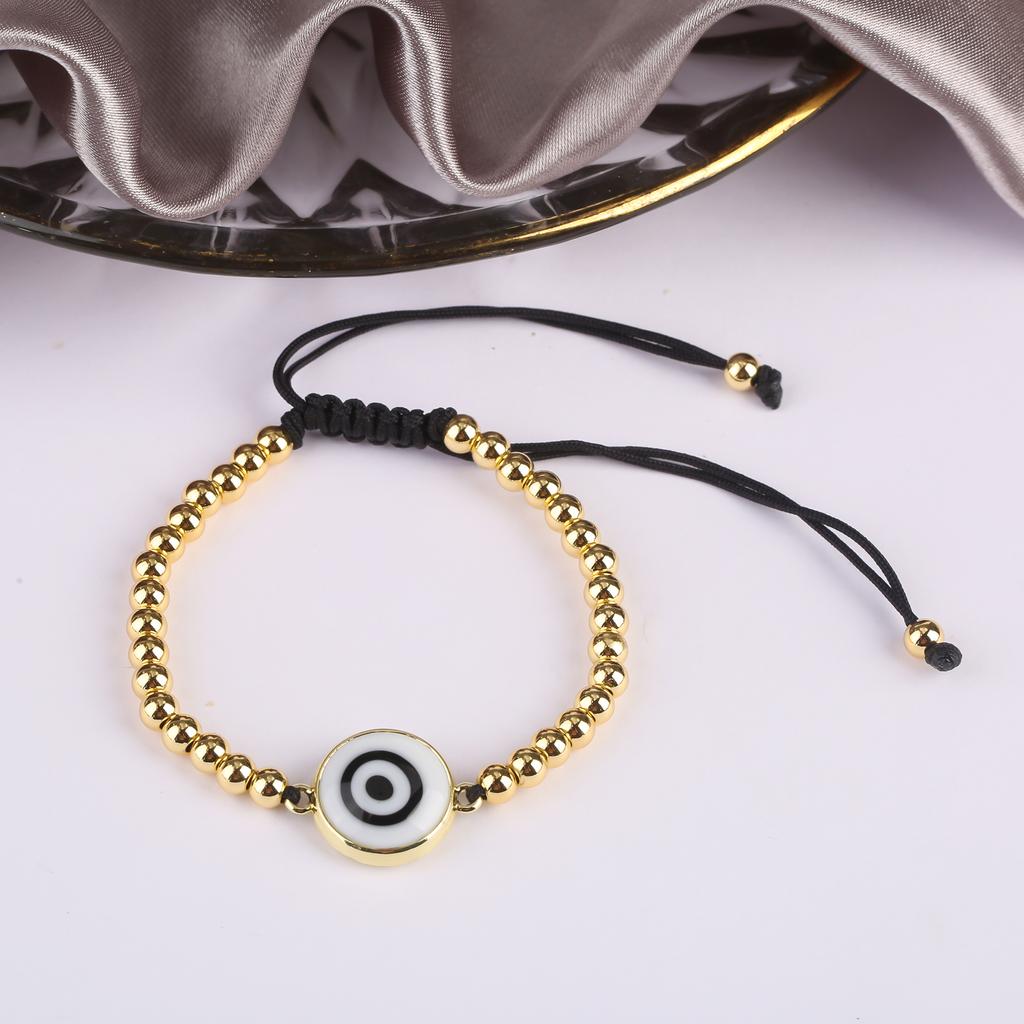 10 Colors Gold Plated Copper Beads Braided Evil Eyes Glaze Luxury Bracelet for Woman Girl Fashion Ward Off Evil Zircon