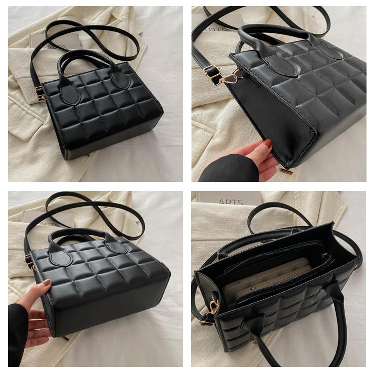New Fashion Faux Leather Square Shoulder Bag for Women Korean Style Handbag Crossbody Purse