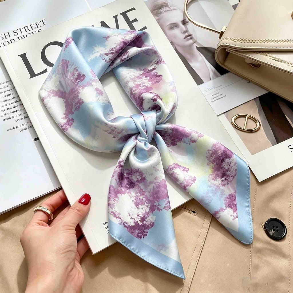 Versatile Faux Silk Small Square Scarf - Elegant Neck Accessory for Spring and Summer