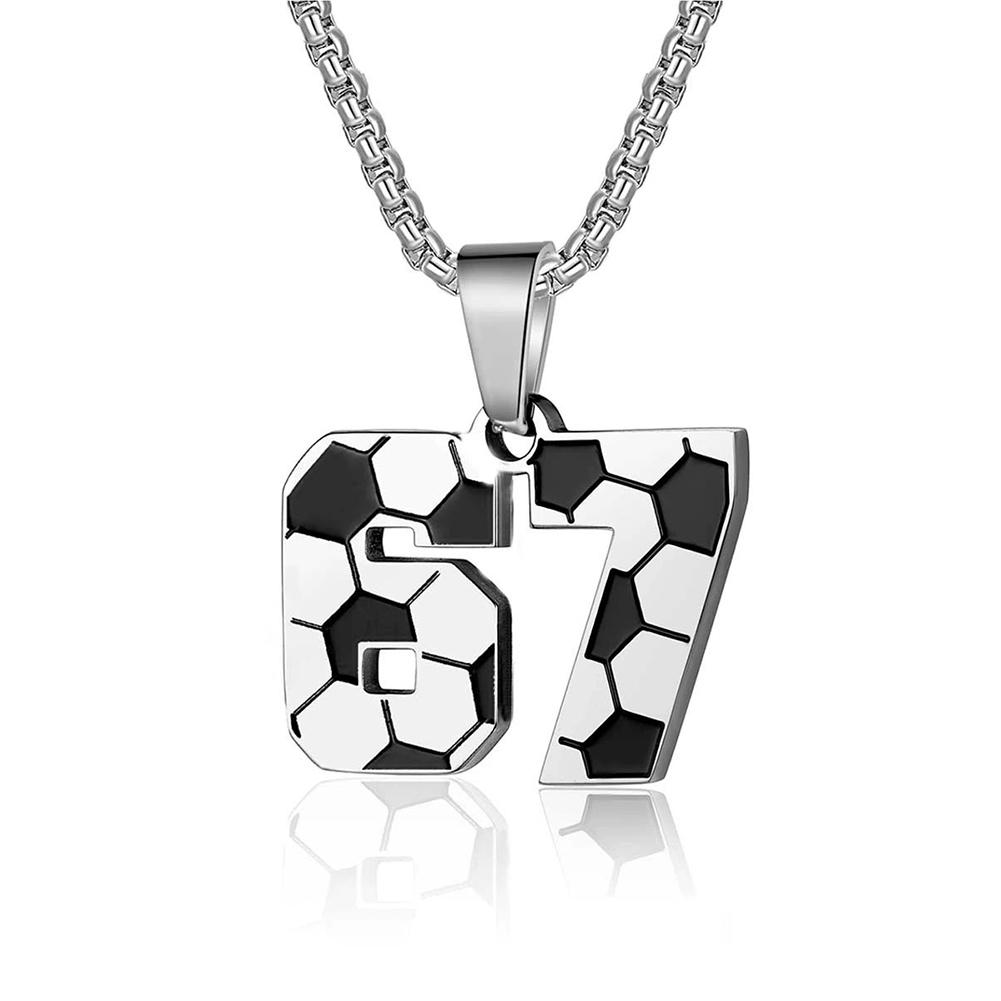 67 Stainless Steel Soccer Number Necklace Men Women Football Athletes Necklace Jewelry Soccer Sportsmanship Gift