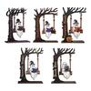 Kantoorbureau Decoratie Items Halloween Desktop Schommel Decor, Spookachtige Huis Lezen Geest op Een Beeldje Uniek Houtbewerking Cadeaus voor Woonkamer Keuken
