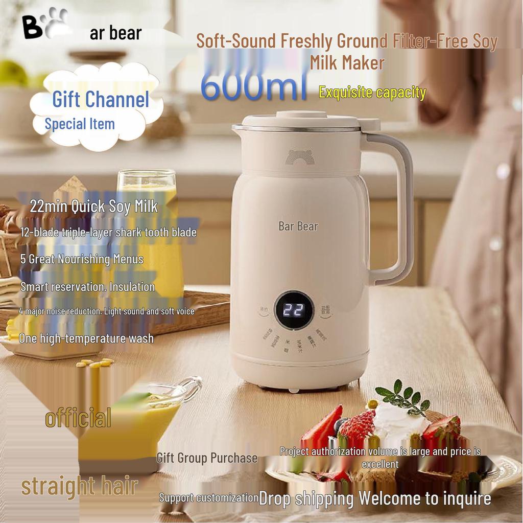Medvěd 1L Výrobník sójového mléka: Automatické, Bezfiltrační, Nízkohlučné, Multifunkční vaření pro 1-2 osoby