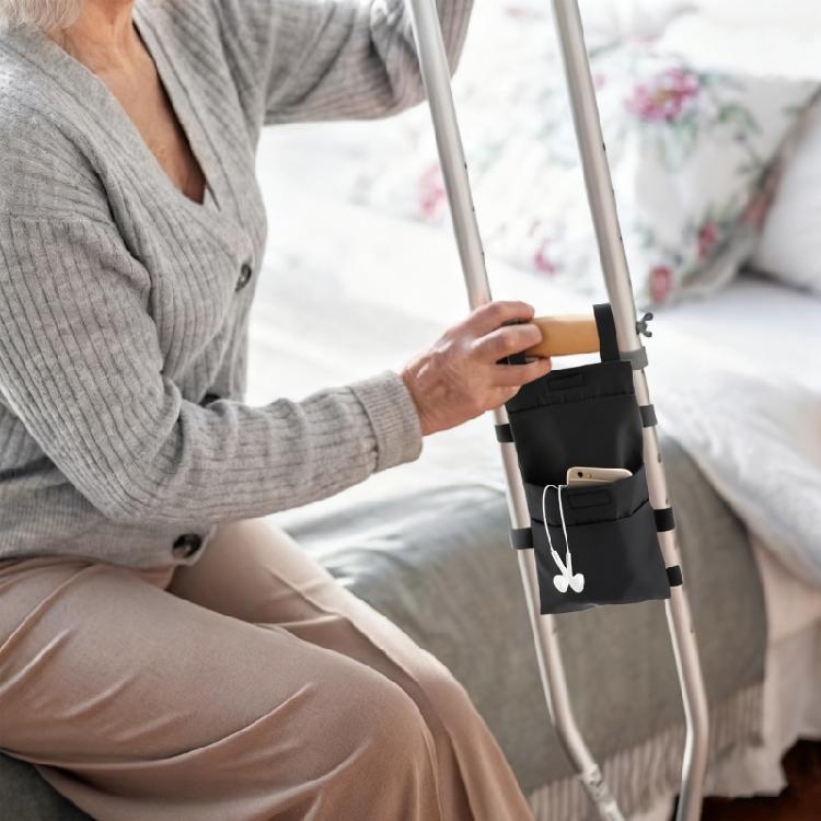 Cane Mounted Hydrations Pouch Tear Resistant Nylon Multi Pocket Storage Cane Organizers For Beverages Personal Items