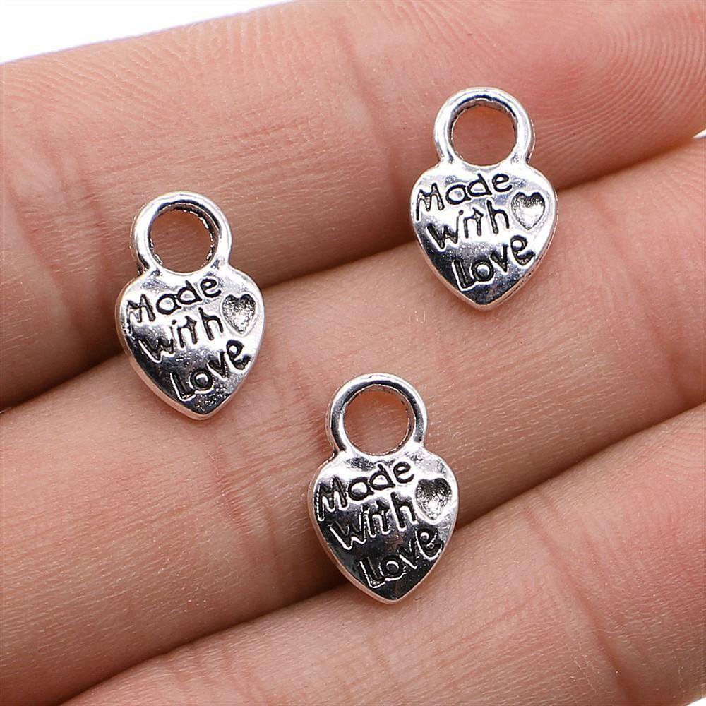 10pcs Heart Charms For Jewelry Making Antique Bronze Silver Color DIY Crafts Making Findings Handmade Tibetan Jewelry