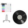 Hand Painted Vinyl Art Record DIY Graffiti Clock Ornament, Blank Acrylic Retro Tabletop Wall Decorations Decor with Stand, Reusable Personalized