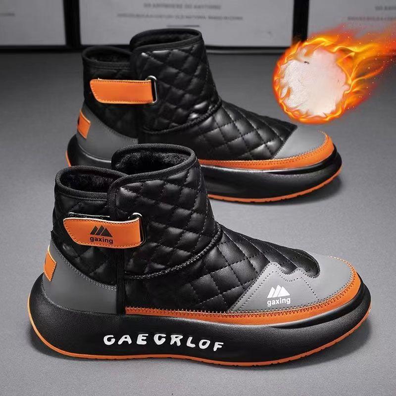 Мужские ботинки Новые модные универсальные туфли с толстой подошвой Удобные износостойкие нескользящие бархатные сохраняющие тепло зимние плюшевые туфли 42 оранжевый 2770₽