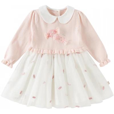 DAVE & BELLA Girls' Spring Knitted Mesh Dress