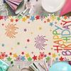 Happy Birthday Colorful Stars Linen Table Runner Party Decor Reusable Kitchen Dining Table Runner for Home Party Birthday Gifts