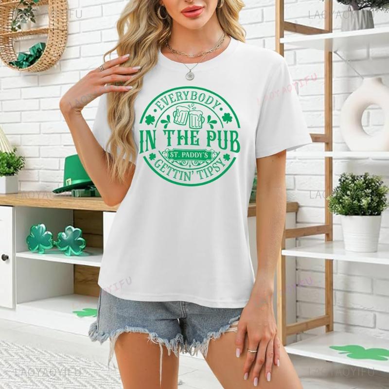 St Patrick Day Shirt Lucky Irish Shamrock T Shirt Heart Lucky Women TeeShirt Green Graphic Tees Funny Sayings Tops Cotton Tops