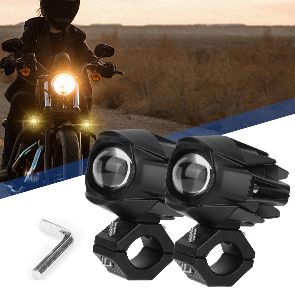 2Pcs LED Motorcycle Spot Light Waterproof Auxiliary Motorcycle Headlight with Mount Brackets Universal Fit for Motorcycles