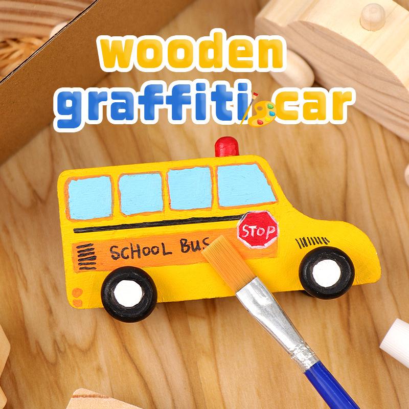 Children's DIY Wooden Car - Handmade Color & Graffiti Educational Toy