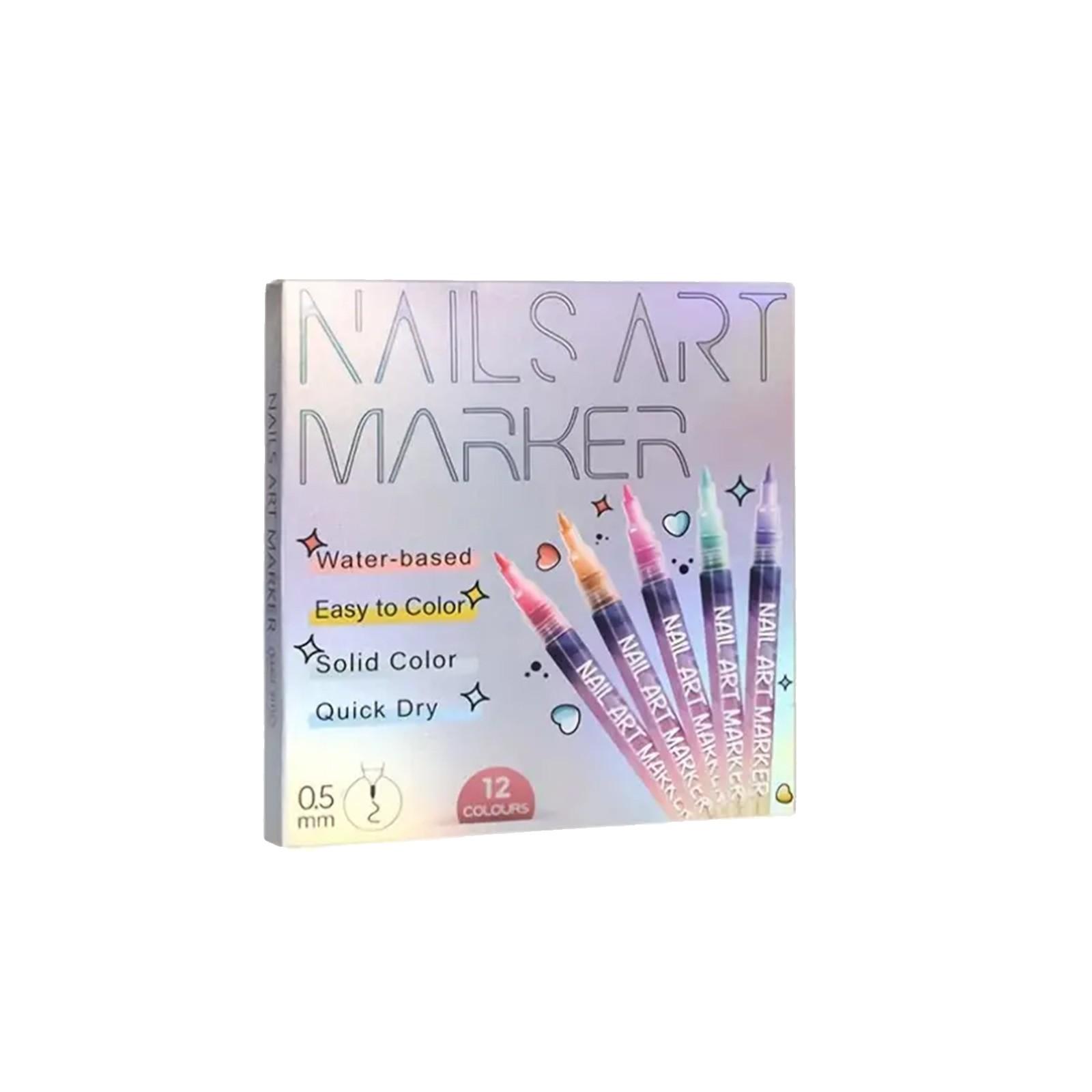 

Набор ручек для ногтей из 12 цветов, ручки для акриловых красок для дизайна ногтей, маникюра, украшения своими руками, 1 мл