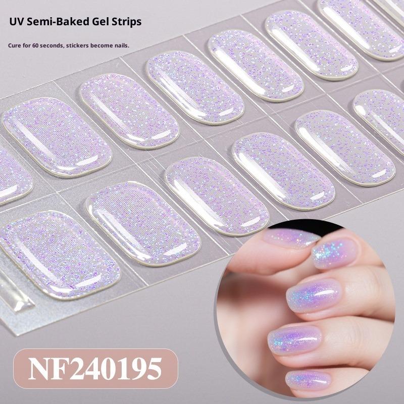 New Semi-cured Gel Nail Stickers with Glitter, Pure Glitter, and Whitening Effect; Semi-cured UV Nail Stickers.