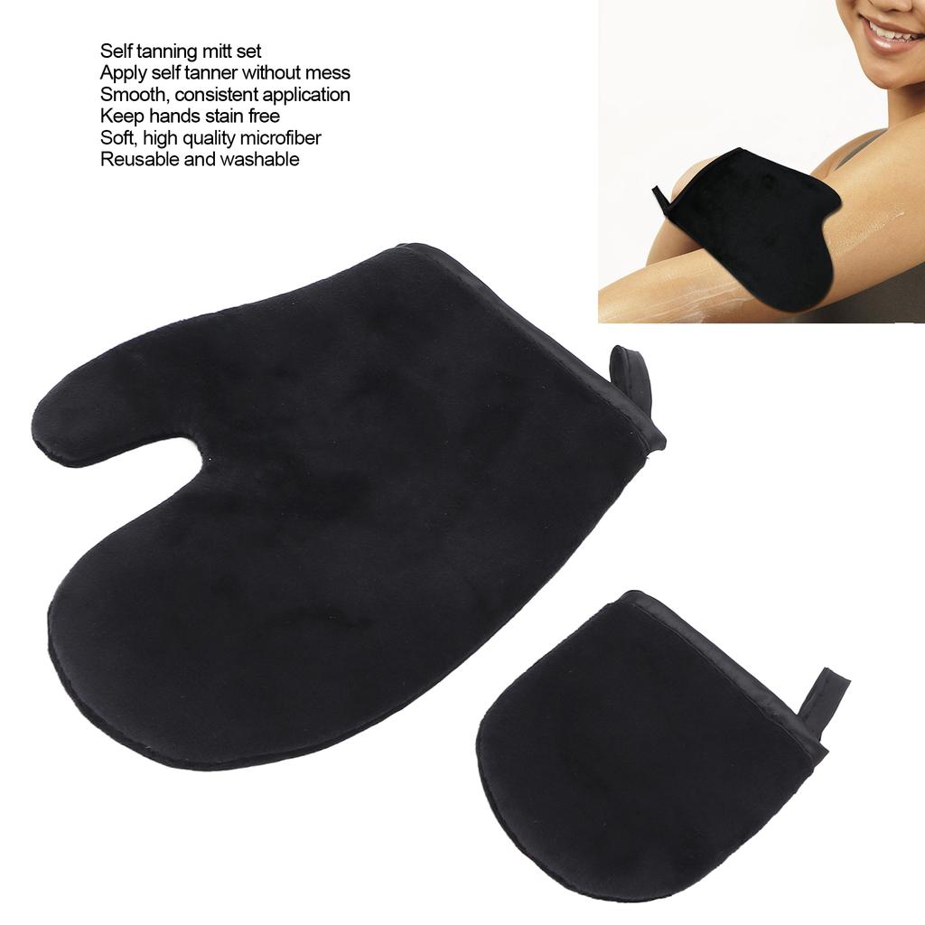 2pcs Self Tanning Mitt Set Professional Washable Reusable Tanning Lotion Mousse Applicator Kit