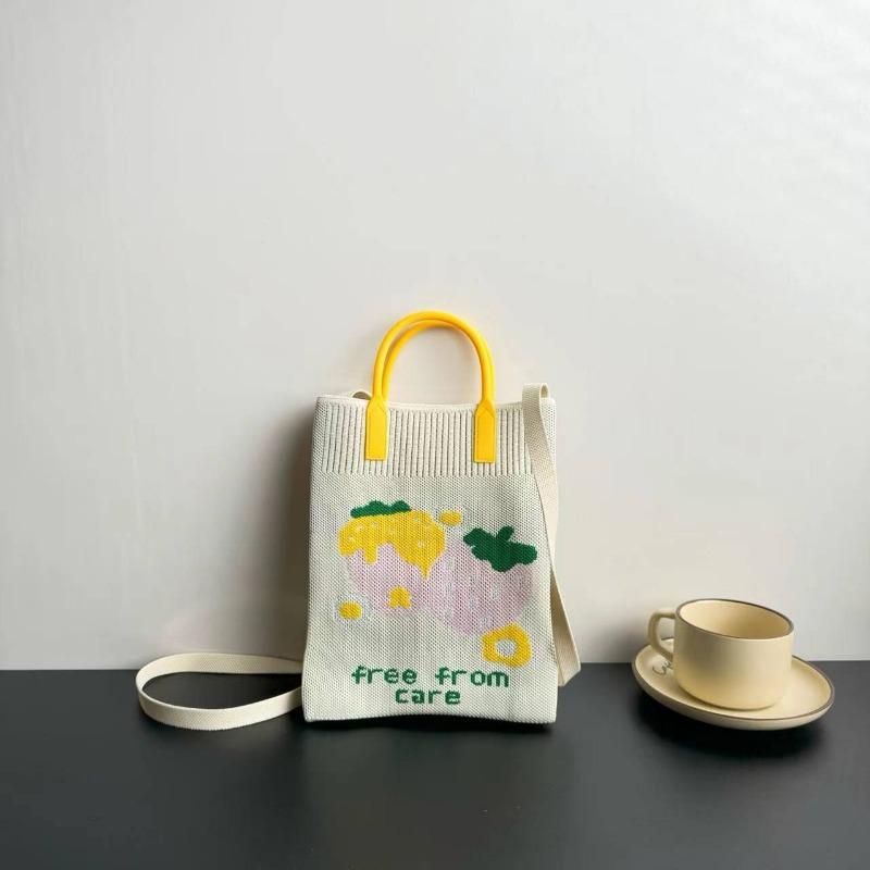 New Large-capacity Knitted Bag, High-end, Mobile Phone Bag, Niche Shoulder Messenger Bag, Cartoon Fashion Handbag.