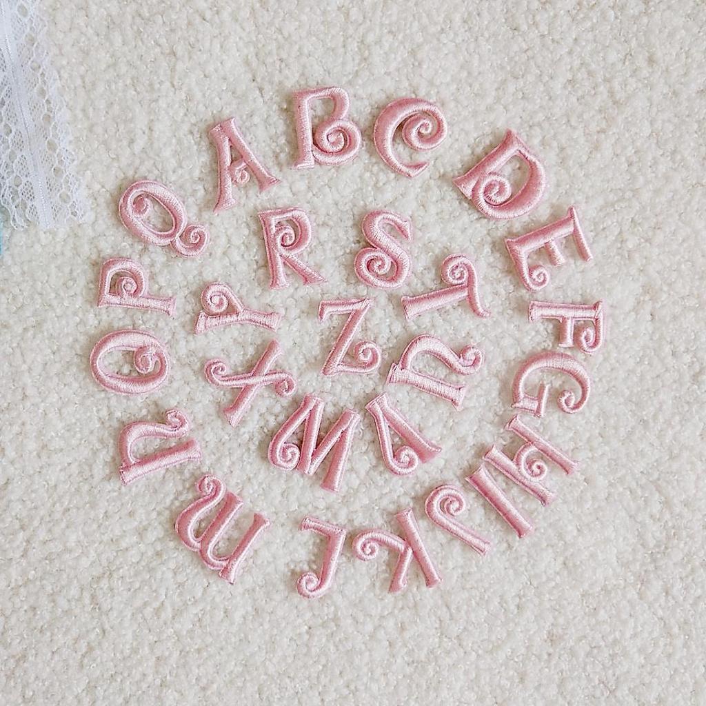 Pink English Letter Embroidery Patch for DIY Clothing