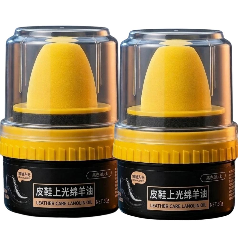 2PCS Leather Shoe Self-Shine Cream with Built-In Sponge Applicator – Instant Black Shoe Polish, Leather Care 40g