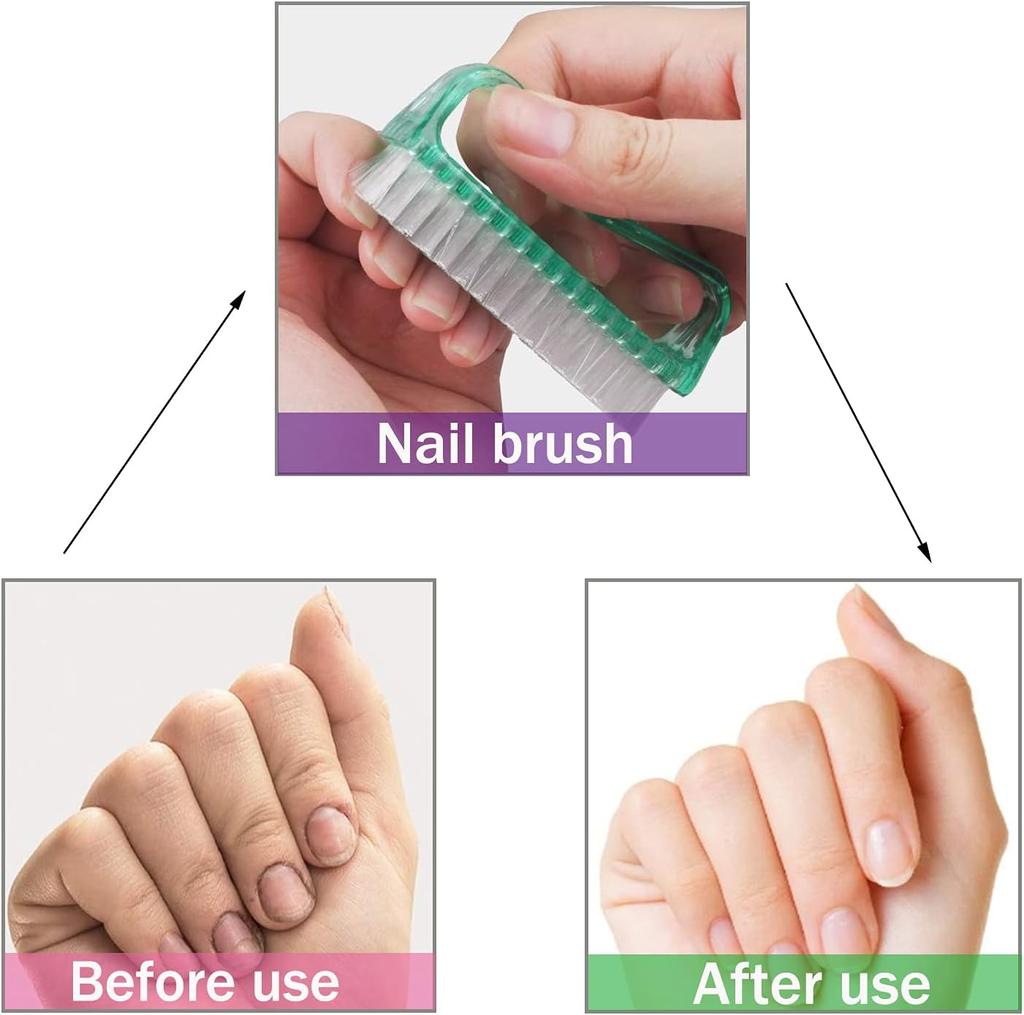 Handle Grip Nail Brush Set for Fingernail & Toes Nails Pedicure Scrubbing Tool Kit 5 Pack (Multicolor)