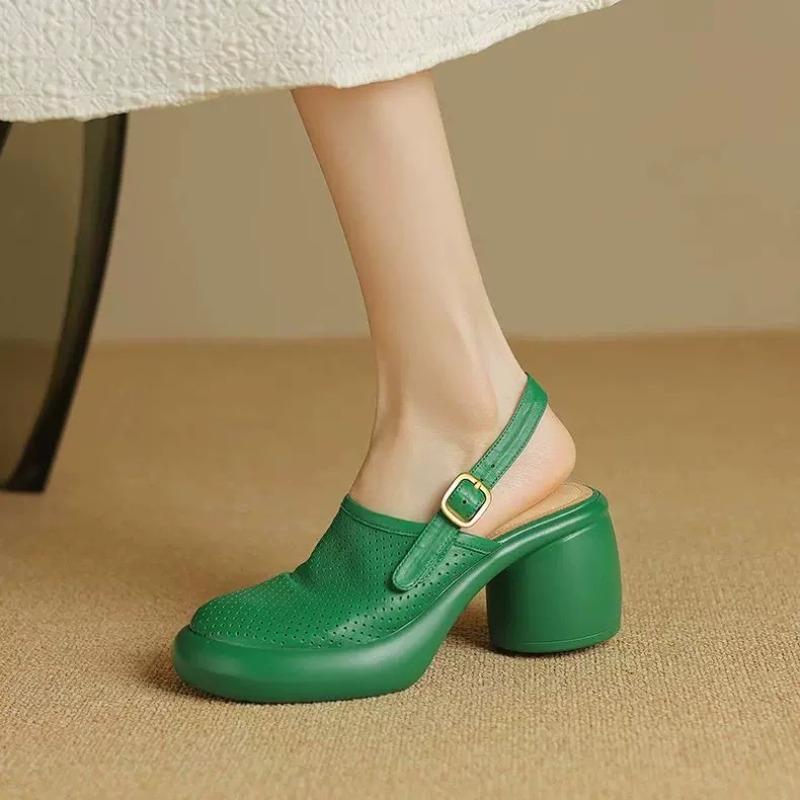 Fashion Summer New Womens Sandals Fashion High Heel Hollow Out Sandals Baotou Muffin Thick-sole Sandals for Women Casual Roman Sandalias