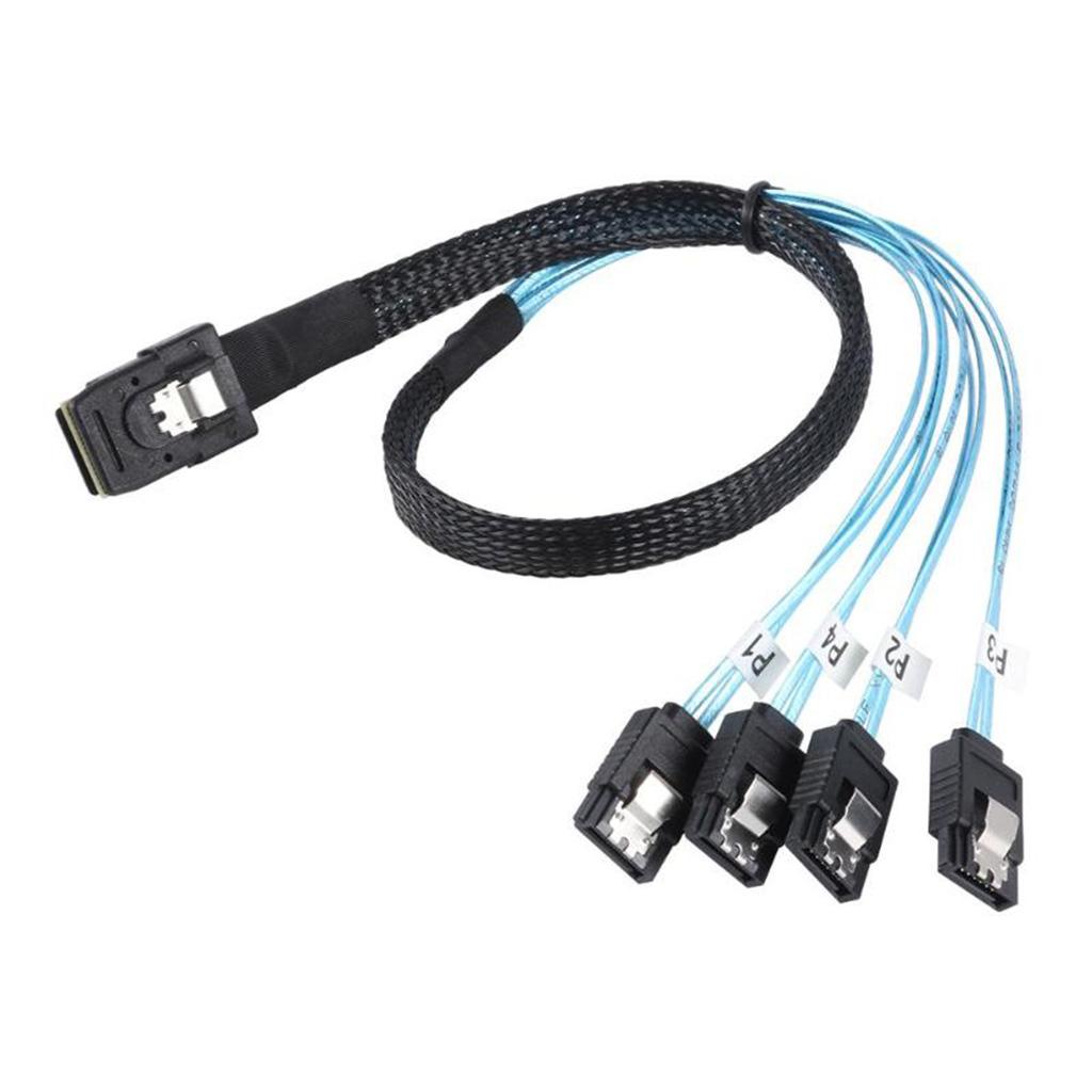Mini SAS 36P SFF-8087 To 4 SATA 7 Pin HDD Hard Disk Internal Cable 90 Degrees Target Hard Disk Data Cable Durable