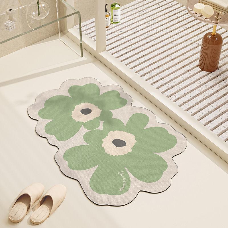 Bathroom absorbent floor mat, toilet diatom mud absorbent mat ins wind resistant dirt non-slip waterproof toilet entry floor mat