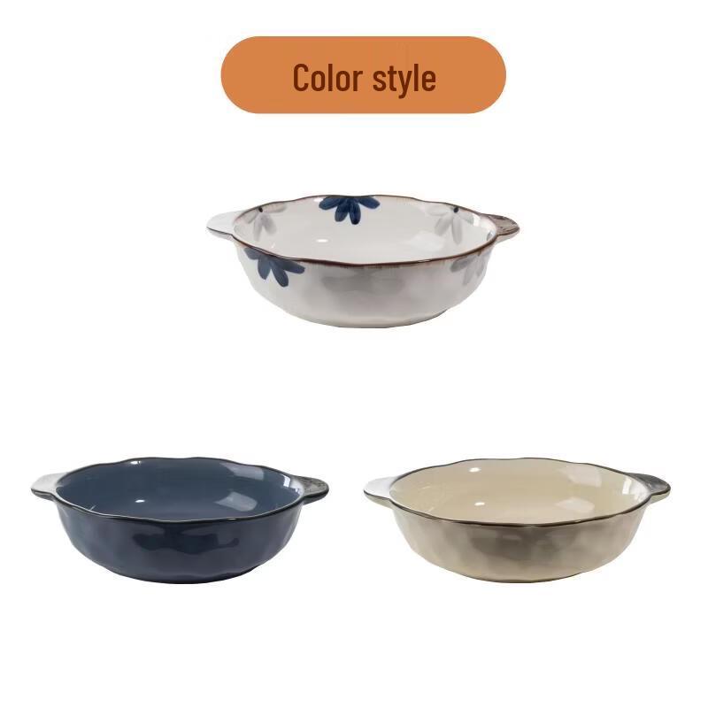 Large Ceramic Serving Bowl with Handles