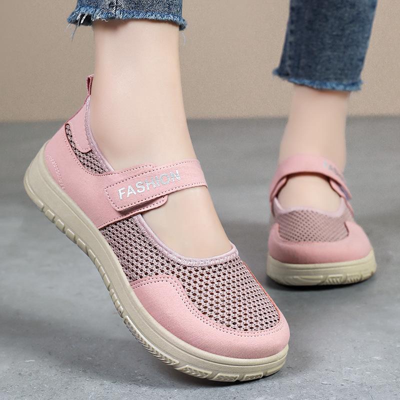 Women's Shoes Velcro Casual Shoes Soft Sole Not Tired Feet Middle-aged and Elderly Mother Shoes Summer Mesh Breathable Not Stuffy Feet Single Shoes