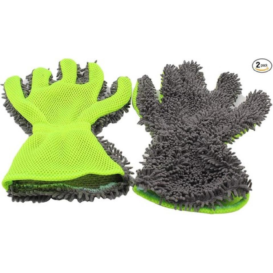 

2-Pack Car Wash Mitt Scratch Free, 5-Finger Microfiber Wash Mitts, Car Grey